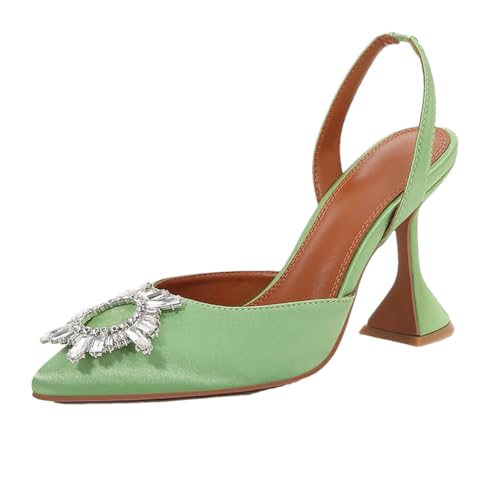 High Heels Damenschuhe, dünne Absätze, Seidensatin, spitz, Damen-Pumps, Schnalle, Sandalen, Partyschuhe, Absatz: 9 cm1, 41 EU von Generisch