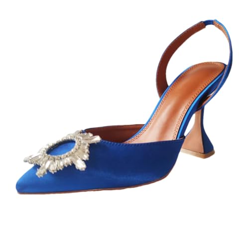 High Heels Damenschuhe, dünne Absätze, Seidensatin, spitz, Damen-Pumps, Schnalle, Sandalen, Partyschuhe, Absatz: 9 cm², 40.5 EU von Generisch