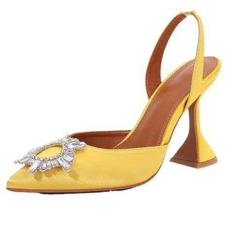 High Heels Damenschuhe, dünne Absätze, Seidensatin, spitz, Damen-Pumps, Schnalle, Sandalen, Partyschuhe, Absatz: 9 cm³, 39 EU von Generisch