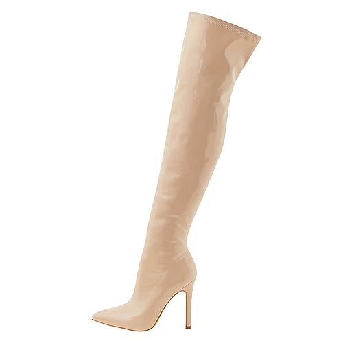 High Heels Overknees Stiefel Damen Elegante Schuhe Mit Absatz Sommer Plateau Hohe Stöckelschuhe Sexy Highheels Glitzer Blockabsatz Platform Boots Stiletto Goth Spring Fetisch Springerstiefel Pumps von Generisch