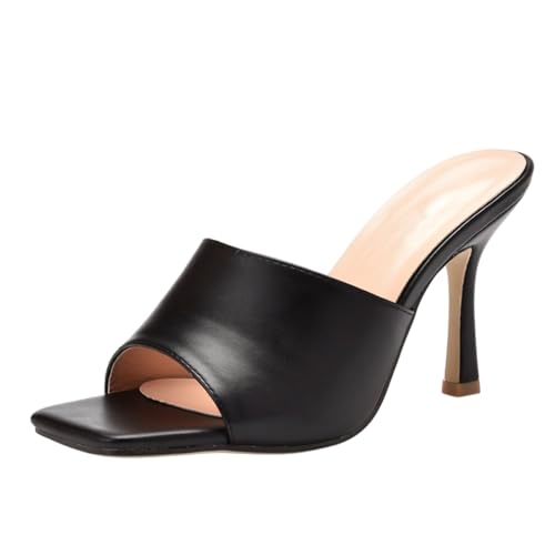 High Heels Schuhe Damen PumpsSchwarz Stilettos Sandalen mit Absatz Pantoletten Tanzschuhe Peeptoe Flip Flops Stöckelschuhe Spitze Absatzschuhe Party Hochzeit Casual Slip On Walking (37) von Generisch