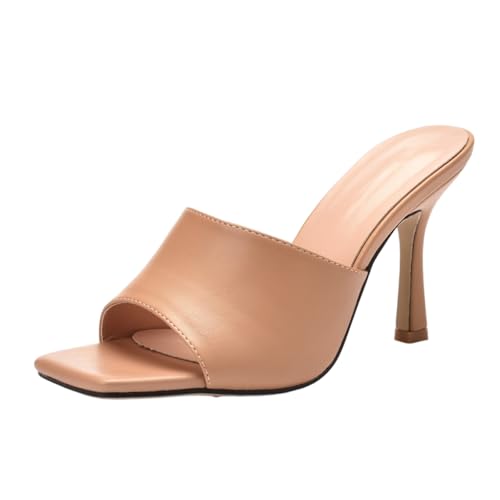 High Heels Schuhe Damen PumpsSchwarz Stilettos Sandalen mit Absatz Pantoletten Tanzschuhe Peeptoe Flip Flops Stöckelschuhe Spitze Absatzschuhe Party Hochzeit Casual Slip On Walking (Khaki, 40) von Generisch