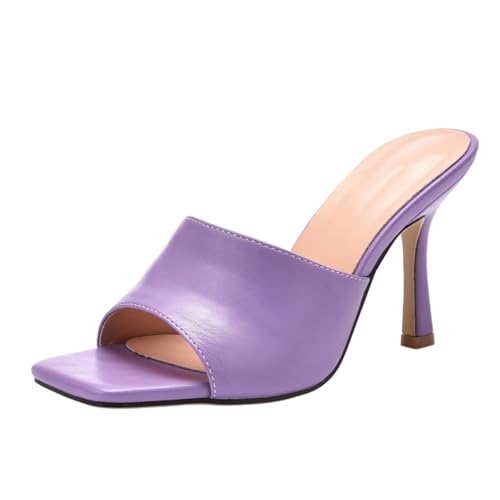 High Heels Schuhe Damen PumpsSchwarz Stilettos Sandalen mit Absatz Pantoletten Tanzschuhe Peeptoe Flip Flops Stöckelschuhe Spitze Absatzschuhe Party Hochzeit Casual Slip On Walking (Purple, 42) von Generisch