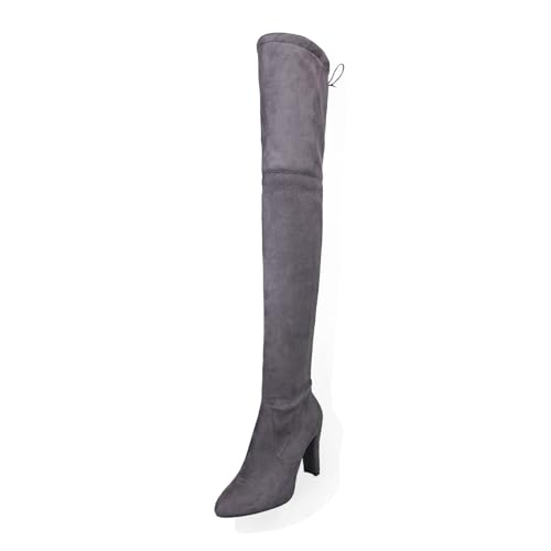 High Heels Stiefel Damen Overknees Plateau Platform Boots Blockabsatz Schuhe Stiletto Glitzer Overknee Highheels Mit Absatz Hohe Stöckelschuhe Knee Fetisch Goth Elegante Sexy Sommer Pumps Spring von Generisch