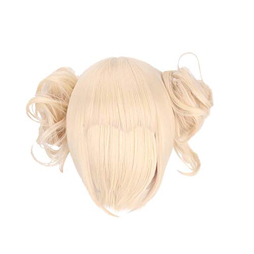 High-Temperature Faser Perücke mit Maulklammer Geteilte Pferdeschwanzfrisur mit Pony und Haarschleife Synthetische Haube für Frauen und Mädchen Trendige Goldene Perücke für Partys und Alltag von Generisch