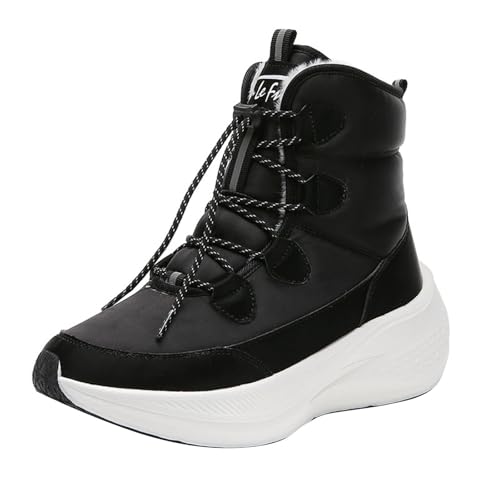 High Top Wanderschuhe，Herren Verdickte Warm Schneestiefel Robuste VerschleißFest Walkingschuhe Outdoor Rutschfeste Trekkingschuhe Leichte Bequeme Bergschuhe Dicker Sohle Turnschuhe von Generisch
