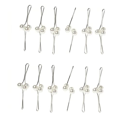 Hijab Schal-Clips, muslimische Hijab-Perlen-Clip-Brosche, Schal-Clip, Damen, Hochzeitsnadeln, Weiß, attraktives Design, 12 Stück, Edelstahl von Generisch