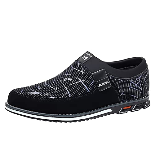 Hochwertige Herren Lederschuhe für Business Freizeit Arbeit - Bequeme Slip-on-Schuhe mit atmungsaktiver Konstruktion im angesagten Design (Blue, 40) von Generisch