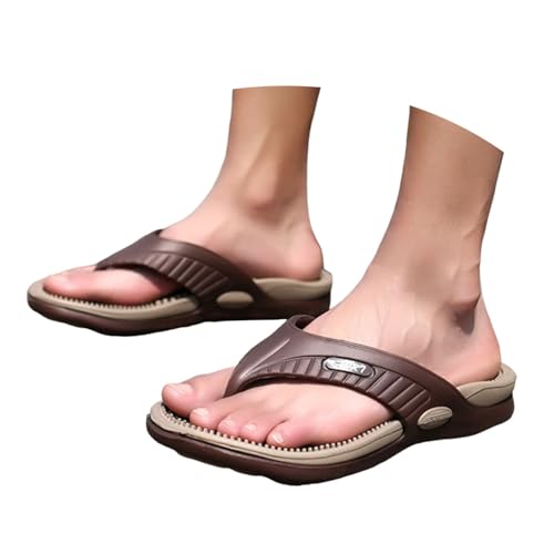 Hochwertige Herren Sommer Flip-Flops Sandalen für Freizeit Urlaub Bequeme Slipper für Strandtage Modische Herrenfußbekleidung (Brown, 41) von Generisch