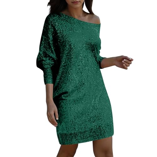 Hochzeitsgast Kleid Damen Brautjungfernkleider Große Größen Glitzer Satin Festlich Hochzeitsgäste Trauzeugin Übergröße Ballkleider Herbst Chiffonkleid Maxikleid Ropa 2#Verde XXL von Generisch