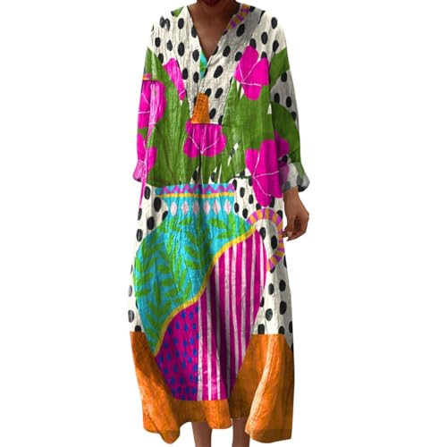Hochzeitskleider Für Damen Gast, Damen Sommerkleid Lang, Strandkleid Lang Maxikleider V Ausschnitt Sommerkleider Leicht Und Luftig Boho Kleid Elegante Midikleid Freizeitkleid, Black Friday Angebote von Generisch
