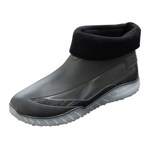 Hohe Gummistiefel Damen Wasserfeste Schuhe Men'S Spring Summer Autumn And Winter Short Sleeved Cotton Detachable And Washable Outdoor Fashion Student Work Fishing Non Slip Warm Herren (Grey,41) von Generisch