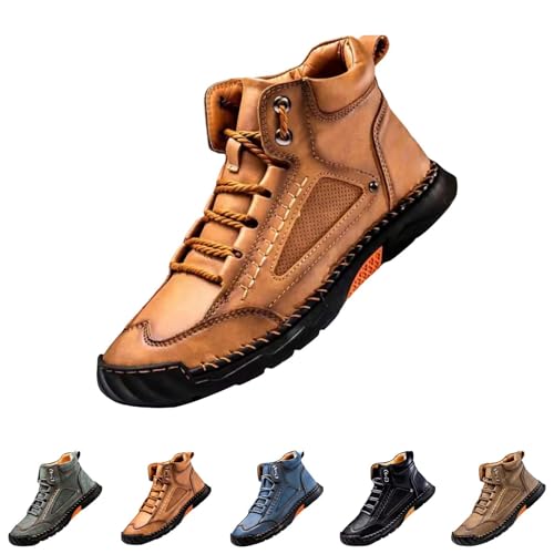 Hohe Halbschuhe Herren Leder Wasserdicht Flache Sohle Schuhe Herren Sport Lederschuhe Breite Füße Sneakers Gedämpft Joggingschuhe Rutschfeste Sportschuhe Atmungsaktiv Freizeitschuhe Mesh Walkingschuhe von Generisch