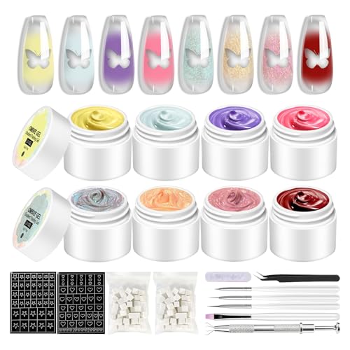 Hohle Aufkleber - Pat Emaille In Gel | Gel Degradiert Für Manikürefarbe - Nageldesign Palette 8 Farben Kreatives Accessoires Maniküre Farben Nagelzubehör Emaille Set von Generisch