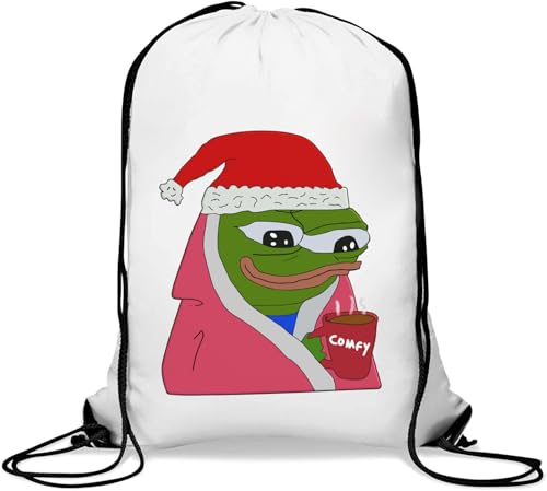 Holiday Christmas Pepe Comfy Cocoa Gym Sack Casual Drawstring Bag White von Generisch