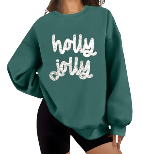 Holly Jolly Sweatshirt, Holly Jolly Christmas Shirt, Holly Jolly Pailletten Sweatshirt, Weihnachten Sweatshirts für Frauen, grün, M Holly Jolly Sweatshirt, Holly Jolly Christmas Shirt, Holly Jolly Pailletten Sweatshirt, Weihnachten Sweatshirts für Frauen, grün, M von Generisch