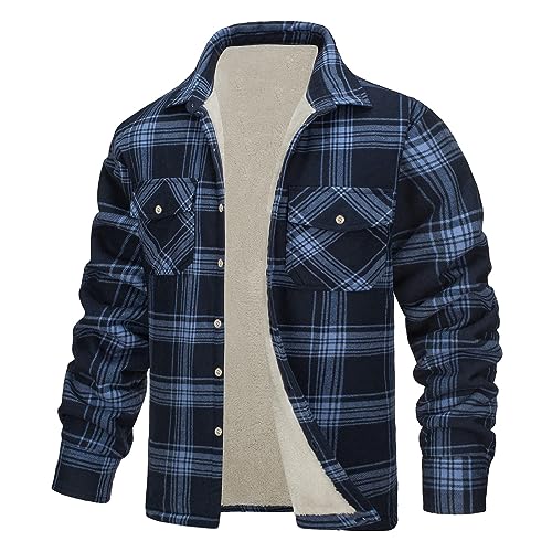 Holzfällerhemd Herren, Flanell Jacke Herren Warme Kariert Gefüttert Flanellhemd Flanelljacke Thermo Fleecefutter Arbeitshemd Weich Bequem Thermohemd Hemdjacke Outdoor Winterjacke von Generisch