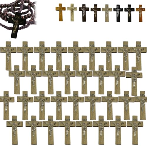 Holzkreuze zum Basteln – Taschenkreuz enthält 60 Kreuzanhänger, reine natürliche Holzkreuz-Anhänger für Kirchenbete, Ostern, christliche Geschenke, Basteln für selbstgemachten Schmuck von Generisch