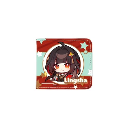 Honkai: Star Rail Peripheriegeldbörse, Game-Peripheriegerät, Lederdruck, kurze PU-Geldbörse, Q-Version, Lingsha, Einheitsgröße, Q-Version von Generisch
