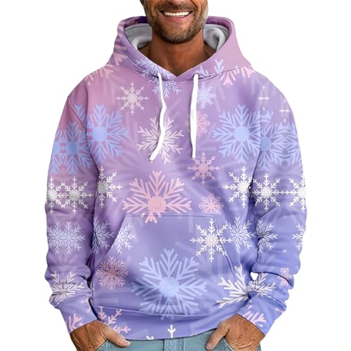 Hoodie, Herren Pullover Hoodie Herren Lustig Dünne Kapuze Sweatshirt Pullover Mit Taschen Kordelzug Sweatshirt Herren Hoodie Ugly XXXL Weihnachtssweater XXL Pullin Hoody Christmas (3XL, Light pink) von Generisch