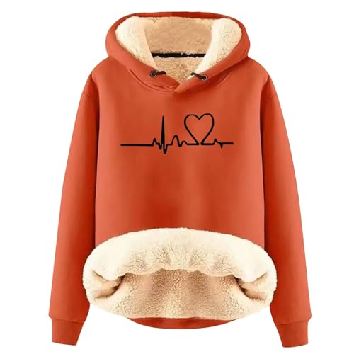 Hoodie Damen Fleece GefüTterte Sweatshirt Winter Warm Pullover Mit Kapuze Dicke Pullover Damen Fleecepullover Fleece Pulli Kapuzenpullover Casual Sportlich Langarmshirt ThermounterwäSche Teddyjacke von Generisch