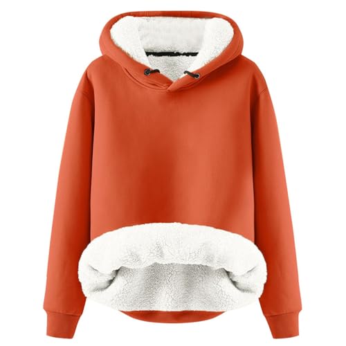 Hoodie Damen Fleece GefüTterte Sweatshirt Winter Warm Pullover Mit Kapuze Dicke Pullover Damen Fleecepullover Fleece Pulli Kapuzenpullover Casual Sportlich Langarmshirt ThermounterwäSche Teddyjacke von Generisch