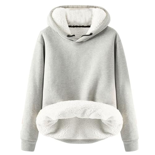 Hoodie Damen Fleece GefüTterte Sweatshirt Winter Warm Pullover Mit Kapuze Dicke Pullover Damen Fleecepullover Fleece Pulli Kapuzenpullover Casual Sportlich Langarmshirt ThermounterwäSche Teddyjacke von Generisch