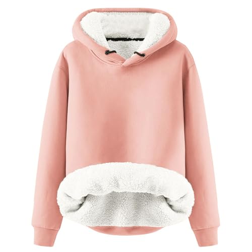 Hoodie Damen Fleece GefüTterte Sweatshirt Winter Warm Pullover Mit Kapuze Dicke Pullover Damen Fleecepullover Fleece Pulli Kapuzenpullover Casual Sportlich Langarmshirt ThermounterwäSche Teddyjacke von Generisch