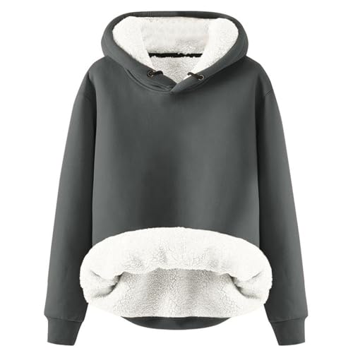 Hoodie Damen Fleece GefüTterte Sweatshirt Winter Warm Pullover Mit Kapuze Dicke Pullover Damen Fleecepullover Fleece Pulli Kapuzenpullover Casual Sportlich Langarmshirt ThermounterwäSche Teddyjacke von Generisch