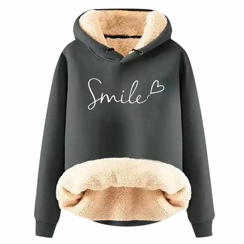 Hoodie Damen Fleece GefüTterte Sweatshirt Winter Warm Pullover Mit Kapuze Dicke Pullover Damen Fleecepullover Fleece Pulli Kapuzenpullover Casual Sportlich Langarmshirt ThermounterwäSche Teddyjacke von Generisch
