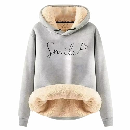 Hoodie Damen Fleece GefüTterte Sweatshirt Winter Warm Pullover Mit Kapuze Dicke Pullover Damen Fleecepullover Fleece Pulli Kapuzenpullover Casual Sportlich Langarmshirt ThermounterwäSche Teddyjacke von Generisch