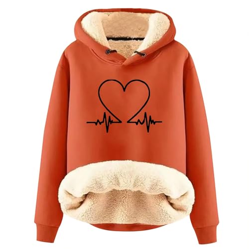 Hoodie Damen Fleece GefüTterte Sweatshirt Winter Warm Pullover Mit Kapuze Dicke Pullover Damen Fleecepullover Fleece Pulli Kapuzenpullover Casual Sportlich Langarmshirt ThermounterwäSche Teddyjacke von Generisch