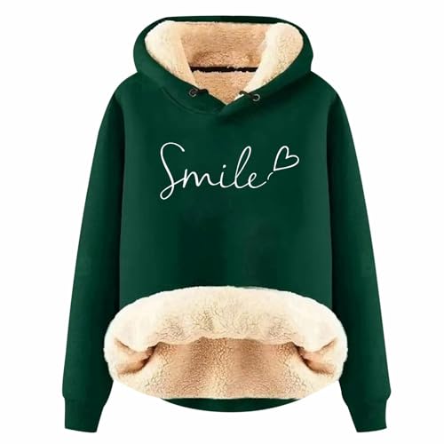 Hoodie Damen Fleece GefüTterte Sweatshirt Winter Warm Pullover Mit Kapuze Dicke Pullover Damen Fleecepullover Fleece Pulli Kapuzenpullover Casual Sportlich Langarmshirt ThermounterwäSche Teddyjacke von Generisch