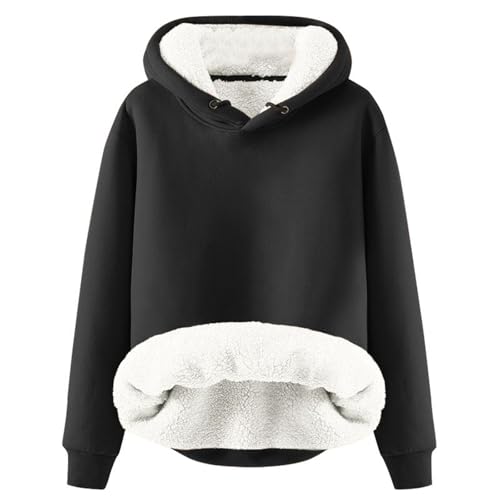 Hoodie Damen Fleece GefüTterte Sweatshirt Winter Warm Pullover Mit Kapuze Dicke Pullover Damen Fleecepullover Fleece Pulli Kapuzenpullover Casual Sportlich Langarmshirt ThermounterwäSche Teddyjacke von Generisch
