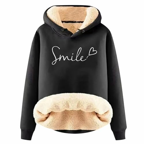 Hoodie Damen Fleece GefüTterte Sweatshirt Winter Warm Pullover Mit Kapuze Dicke Pullover Damen Fleecepullover Fleece Pulli Kapuzenpullover Casual Sportlich Langarmshirt ThermounterwäSche Teddyjacke von Generisch