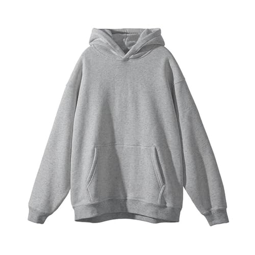 Hoodie Damen Herren Basic Einfarbig Kapuzenpullover Oversized Sweatshirt mit Kapuze Überfallende Schulter Pullover Bequemes Atmungsaktiv Hoody Unisex Sweatshirts Hip Hop Outfit von Generisch