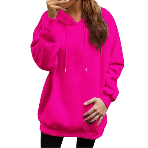 Hoodie Damen Oversize,Kapuzenpullover Frauen Baumwolle Long, Mit Kapuze Pullover Sweatshirt Rundhals, Slim Fit Freizeit Sport Langarmshirt, Hoodies Training,Sweatjacke Damen Mit Kapuze,Hoodie von Generisch