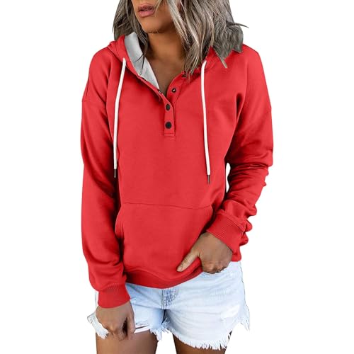 Hoodie Damen Oversize,Sweatjacke Damen Mit Kapuze,mit Kapuze Pullover Sweatshirt Rundhals, Slim Fit Freizeit Sport Langarmshirt, Kapuzenpullover Frauen Baumwolle Long, Hoodies Training,Hoodie von Generisch