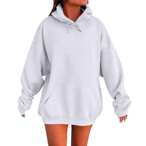 Hoodie Damen Oversize Hoodies Für Teenager Mädchen Oversized Sweatshirt Kapuzenpullover Grosse Grössen Herbst Winter Hoody mit Tasche Baumwolle Pullover Einfarbig Basic Langrmshirt von Generisch