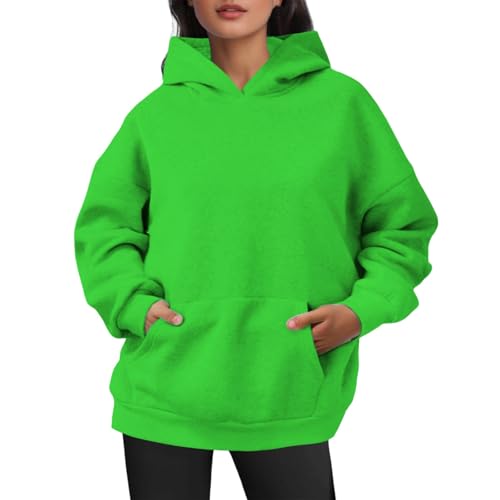 Hoodie Damen Oversize Langarm Fleece Pullover Baggy Sweatshirt Einfarbig Kapuzenpullover Sport Pulli Mit Tasche Stretch Sweatjacke Warm Oberteile Leicht Streetwear Green M Hoodie Damen Oversize Langarm Fleece Pullover Baggy Sweatshirt Einfarbig Kapuzenpullover Sport Pulli Mit Tasche Stretch Sweatjacke Warm Oberteile Leicht Streetwear Green M von Generisch