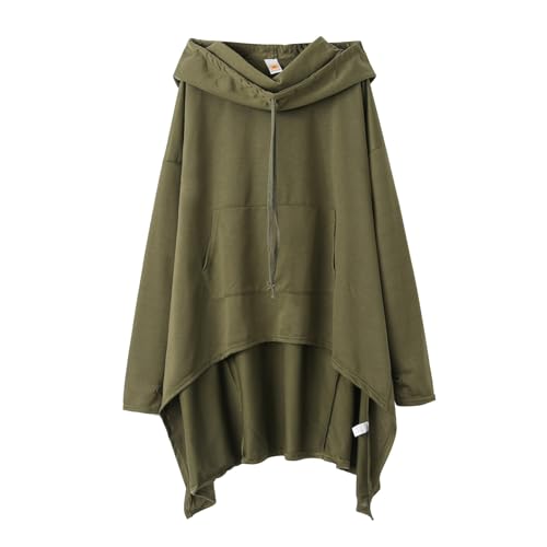 Hoodie Damen Oversize Mantel Damen Winter Extra Lang Pullover Am Saum Kapuzenpullover Einfarbig Langarmshirt Oversize Softshelljacke Basic College Jacke Übergangsjacke Leichte Freizeitjacke Elegante von Generisch
