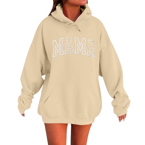 Hoodie Damen Oversize Pullover Sweatshirt Kapuzenpullover Pulli Sweatjacke Sport Oberteile Mit Tasche Tops Streetwear,Pullover Damen Grosse Grössen,Retro-Mode von Generisch