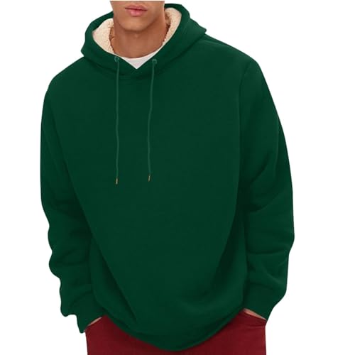 Hoodie Herren Basic Pullover Winterjacke Kapuzenpullover Fleecejacke Übergangsjacke SportjackeHoody Sweatjacke Thermo Gefüttert Sweatshirt Black Friday 2024(1-Dark Green,M) von Generisch