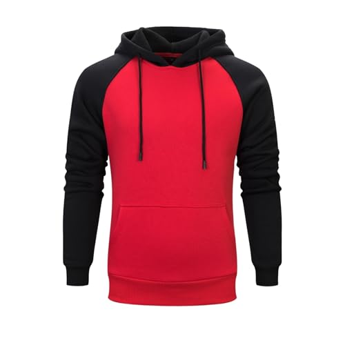 Hoodie Herren Baumwolle Sweatpullover Herren Mit Kapuze Plus Samt Kapuzenpullover Wärme Pullover Spleißen Farbblock Kapuzenpulli Slim Fit Sweatjacke Herbst Winter Trainingsjacke Bequeme Sportshirt von Generisch