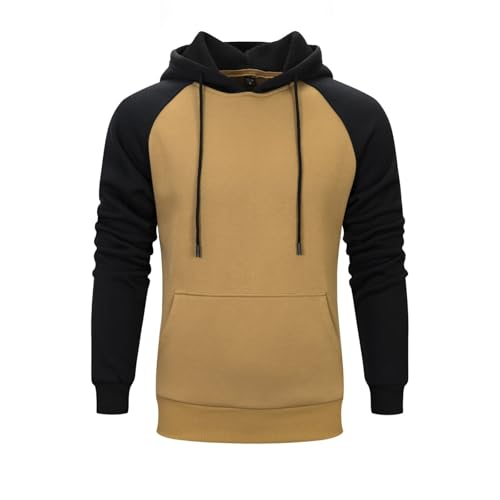 Hoodie Herren Baumwolle Sweatpullover Herren Mit Kapuze Plus Samt Kapuzenpullover Wärme Pullover Spleißen Farbblock Kapuzenpulli Slim Fit Sweatjacke Herbst Winter Trainingsjacke Bequeme Sportshirt von Generisch