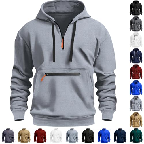 Hoodie Herren Kapuze Sweatshirt Regular Fit Kapuzenpullover Männer Einfarbig Pullover mit Tasche Langarm Oberteil Oversize Kapuzenpulli Langarmshirt Autumn Winter Kapuzenshirt Arbeitspullover von Generisch
