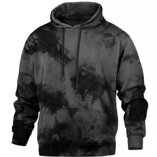 Hoodie Herren Oversize Baumwolle - Kapuzenpullover Herren Modern Tie Dye Druck Hoody Regular Fit Batik Pullover Loose Fit Fashion Langarmshirt Herbst Winter Sweatpullover Longsleeve Outdoor Shirts von Generisch