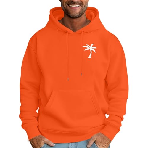 Hoodie Herren Oversize Kapuzenpullover Palm Druck Y2K Hoodies mit Taschen Sweatshirt mit Kapuze Sweatpullover Loose Fit Sweater Solid Hoody mit Kordelzug Kapuzenpulli Bequeme Warme Langarmpullover von Generisch