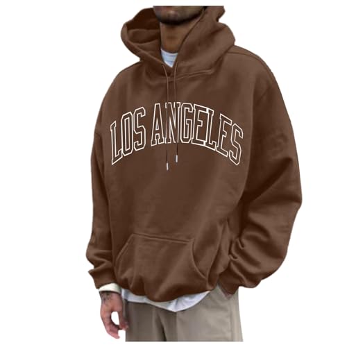 Hoodie Herren Oversize Los Angeles Backprint Pullover Sweatshirt Mit Kapuze Brief Print Langarm Kapuzenpullover Mit Kordelzug Tasche Männer Casual von Generisch
