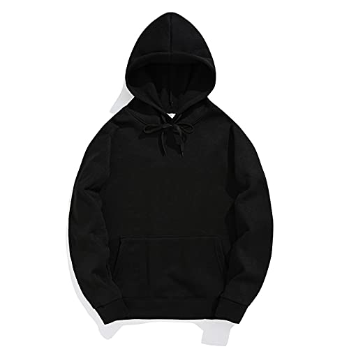 Hoodie Herren Oversize Schwarz Pullover Herren Baumwolle Einfarbig Kapuzenpullover Minimalist Sweatshirt Regular Fit Sweatjacke Kapuzenjacke Herbst Winter Übergangsjacke Fahrrad Fahrradjacke von Generisch